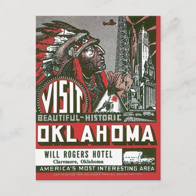 Oklahoma Vintage Travel Poster Artwork Postkarte (Vorderseite)