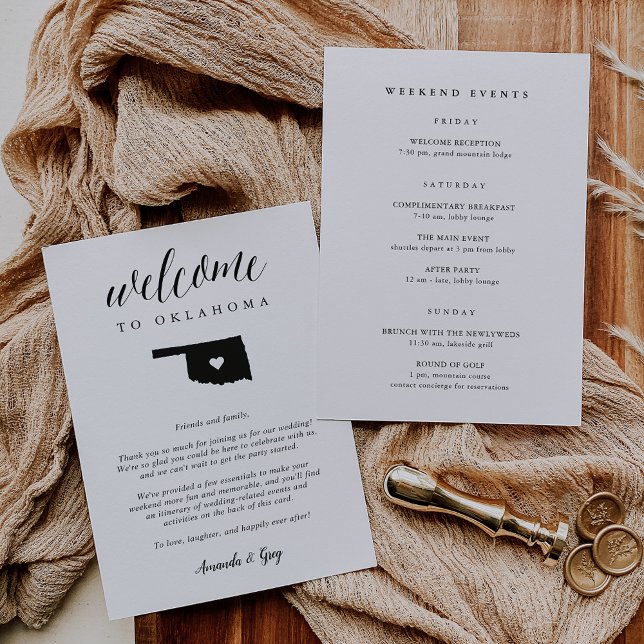 Oklahoma Wedding Welcome Letter & Itinerary (Von Creator hochgeladen)