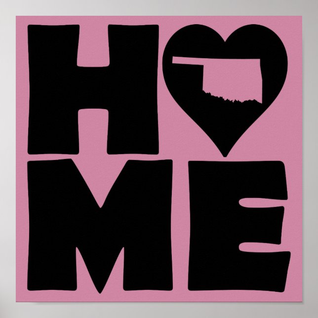 Oklahoma Zuhause Heart Staat Poster Sign (Vorne)
