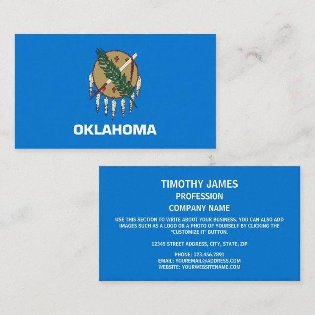 Oklahoman-Flagge, Flagge von Oklahoma Visitenkarte (Vorne/Hinten)