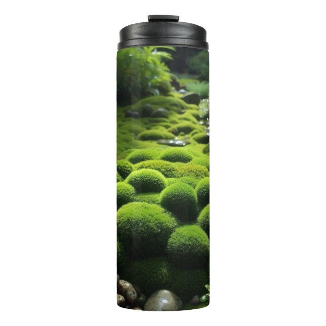 Öko-chic leuchtend grüner Moos  Thermosbecher (Vorderseite)