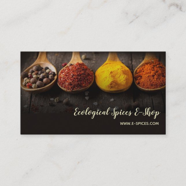 Öko Ecological Bio Spices Shop Bazar Boutique Visitenkarte (Vorderseite)