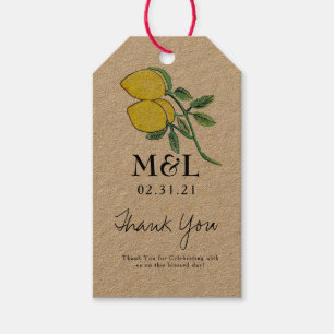 Öko-freundliche Hochzeit Hand Wasserfarbe Zitronen Geschenkanhänger