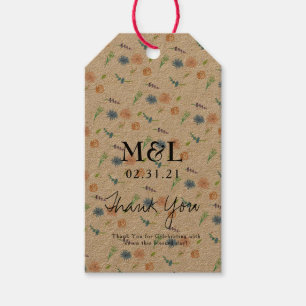 Öko-freundliche Hochzeit Wasserfarbe Botanische Bl Geschenkanhänger