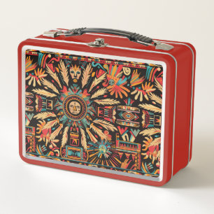 Öko-freundlicher roter "Aztec Dream" Kinderspielpl Metall Brotdose