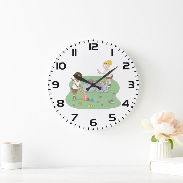 Öko Friendly Kids Cleaning Campingplatz Recycelnd Große Wanduhr (Von Creator hochgeladen)