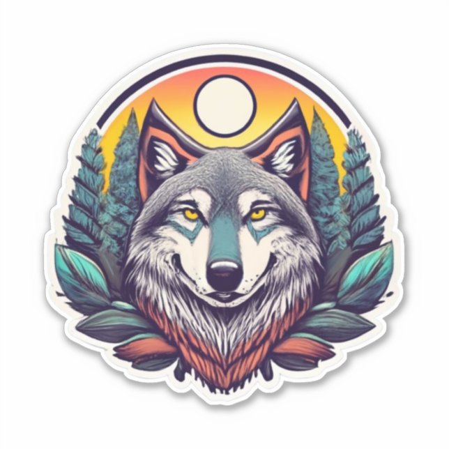 Öko Friendly Wolf Stickers for Earth Advocates Aufkleber (Vorderseite)