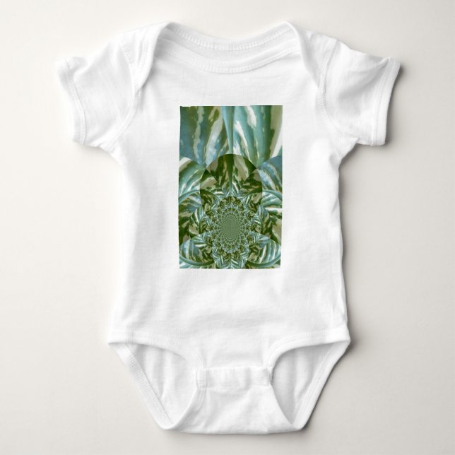 Öko Green Camouflage Kaleidoskop Art Print Design Baby Strampler (Vorderseite)