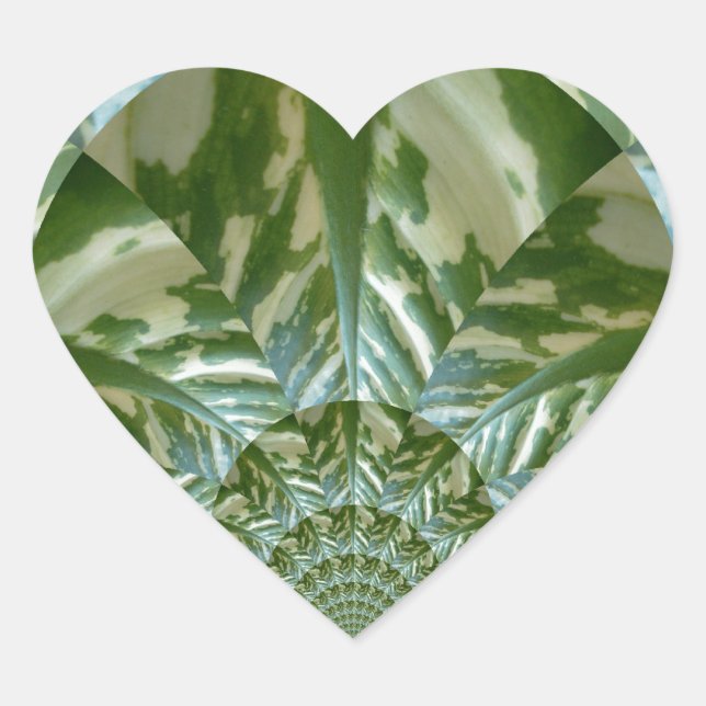 Öko Green Camouflage Kaleidoskop Art Print Design Herz-Aufkleber (Vorderseite)