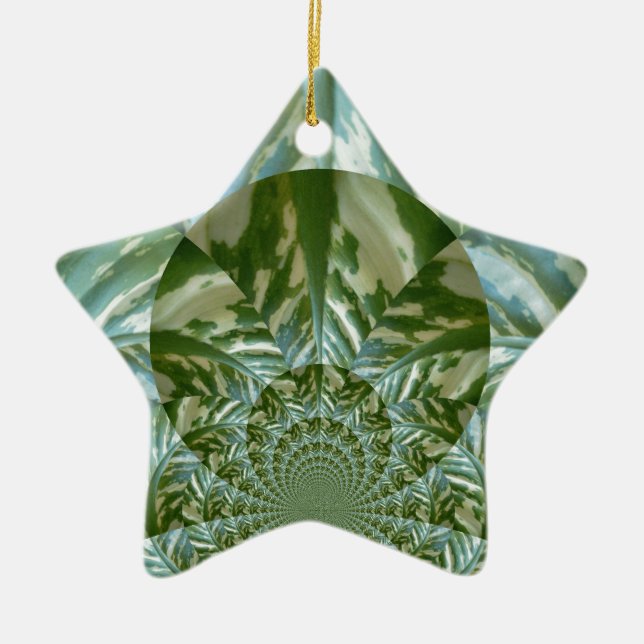 Öko Green Camouflage Kaleidoskop Art Print Design Keramikornament (Vorne)