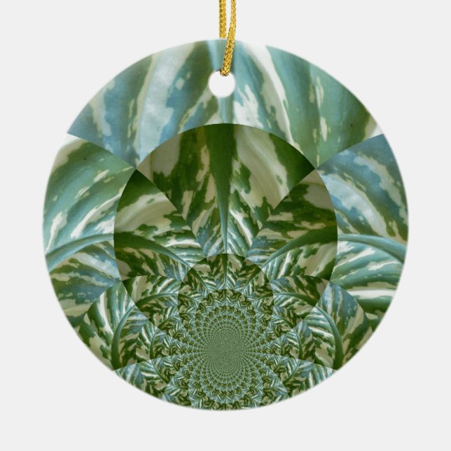 Öko Green Camouflage Kaleidoskop Art Print Design Keramikornament (Vorne)