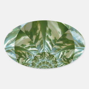 Öko Green Camouflage Kaleidoskop Art Print Design Ovaler Aufkleber