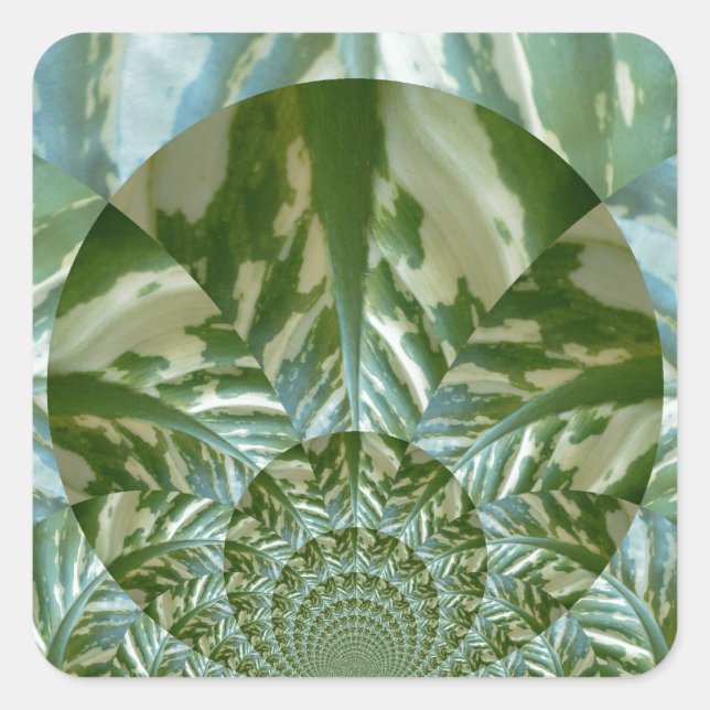 Öko Green Camouflage Kaleidoskop Art Print Design Quadratischer Aufkleber (Vorderseite)