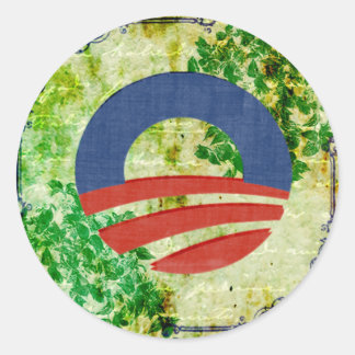 Öko Grunge Obama 2012 Wiederwahl-Design Runder Aufkleber