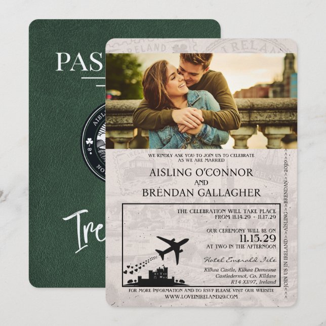 Öko-Irland-Pass - Einladung zur Hochzeit (Vorne/Hinten)