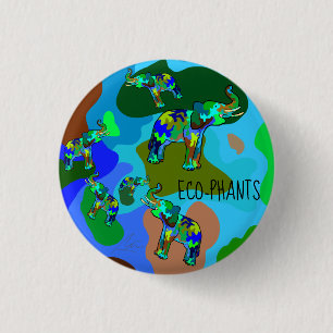 Öko Rettete die Erde und Elefanten Kunst Button