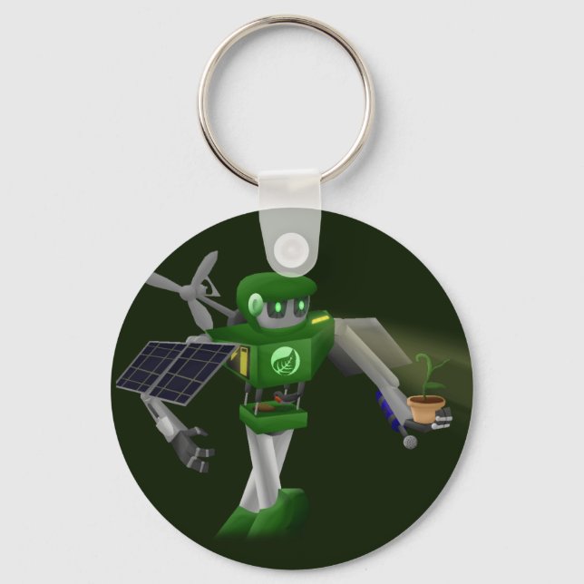 Öko Robot mit Robin Schlüsselanhänger (Vorderseite)