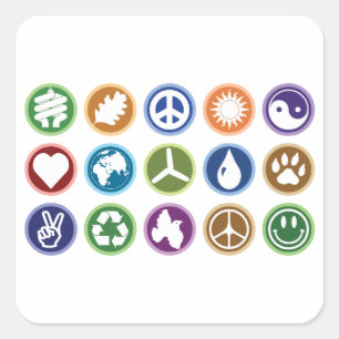 Öko Symbole Quadratischer Aufkleber