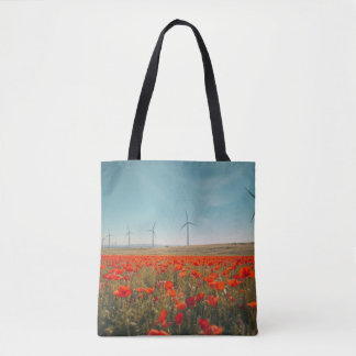 Öko-Texas-Tasche - Mohnblumen & Windturbinen  Tasche