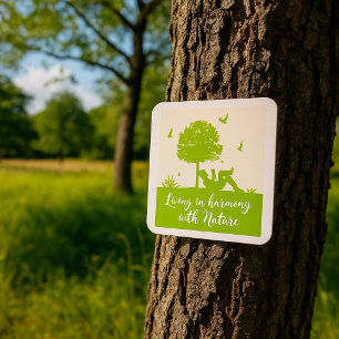 Öko Zitat im Einklang mit der Natur Quadratischer Aufkleber