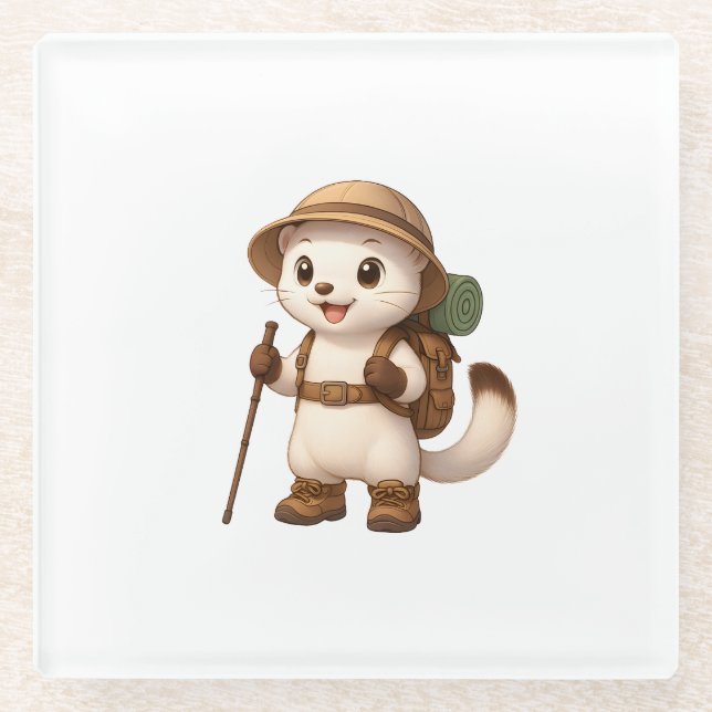 Okojo Adventure Coaster – Kawaii Japanese Stoat  Glasuntersetzer (Vorderseite)