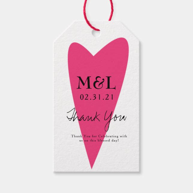 Ökologische Hochzeit fett rosa Herz Geschenkanhänger (Vorderseite)