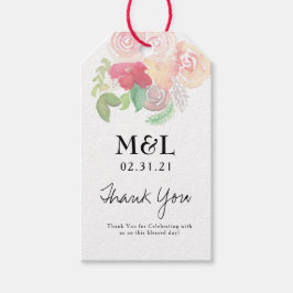 Ökologische HochzeitsHand Rose Wasserfarben Floral Geschenkanhänger