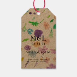 Ökologische Hochzeitswasserfarbe Einfache Blüte Geschenkanhänger