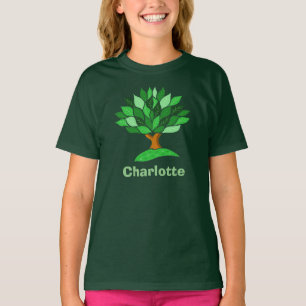 Ökologisches Bewusstsein. Baum mit Blättern. Namen T-Shirt