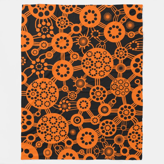Ökosystem - Orange auf schwarz Fleecedecke (Vorderseite)