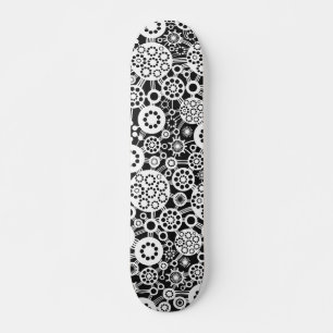 Ökosystem (Retro) - Weiß auf Schwarz Skateboard