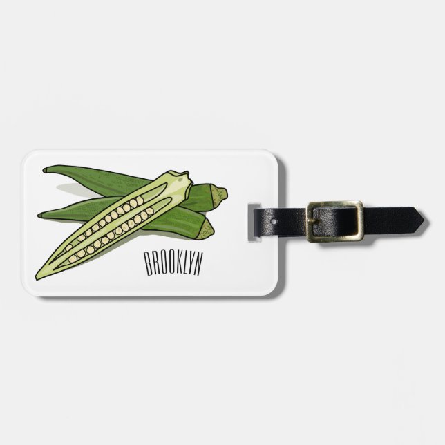 Okra-Cartoon-Abbildung Gepäckanhänger (Vorderseite horizontal)