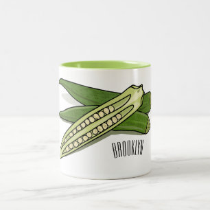 Okra-Cartoon-Abbildung Zweifarbige Tasse