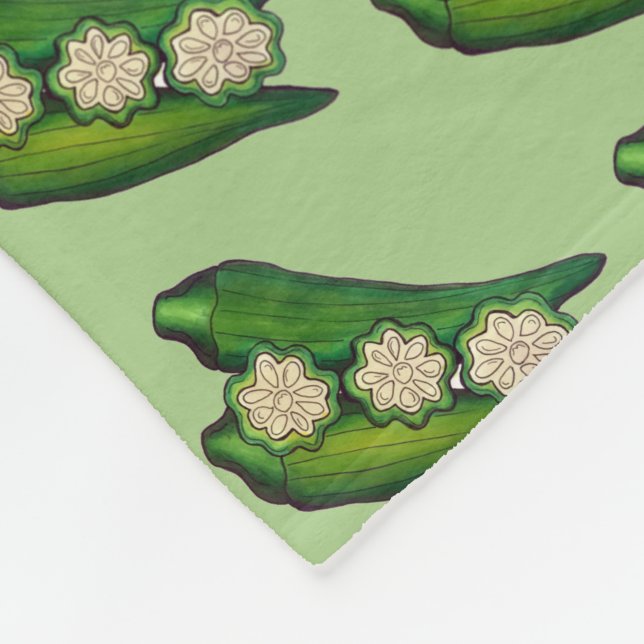 Okra Pods Veggie Gemüse Gumbo Südliche Lebensmitte Fleecedecke (Ecke)