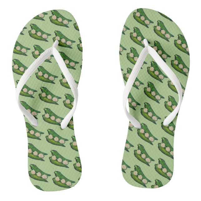 Okra Pods Veggie Gemüse Gumbo Südliche Lebensmitte Flip Flops (Fußbett)