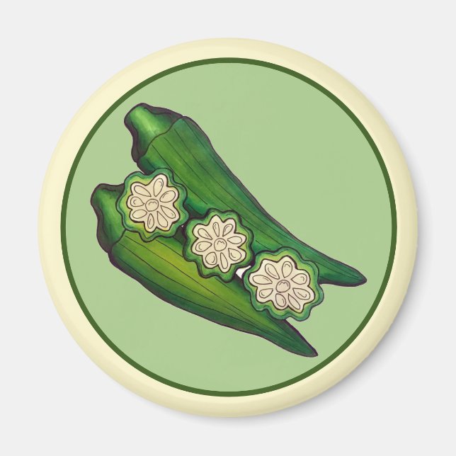 Okra Pods Veggie Gemüse Gumbo Südliche Lebensmitte Magnet (Vorne)