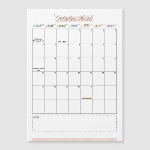 Oktober 2025 Magnetkalender Magnetkarte