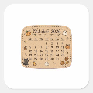 Oktober 2026 Kalender Aufkleber   Halloween