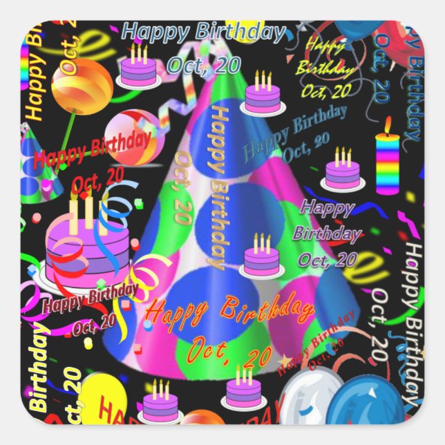 Oktober, 20 Kindergeburtstag Stickers (Vorderseite)