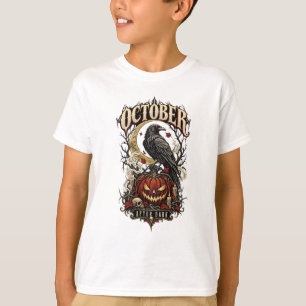 Oktober After Dark Rabe Kürbis Halloween T-Shirt