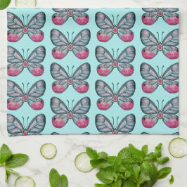 Oktober Aquamarin Glasswing Butterfly Design Geschirrtuch