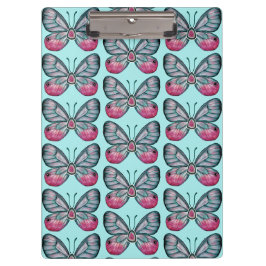 Oktober Aquamarin Glasswing Butterfly Design Klemmbrett
