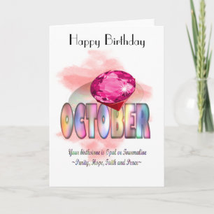 Oktober Birthstone Grußkarte Karte