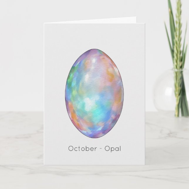 Oktober Birthstone Opal Happy Birthday Card Karte (Vorderseite)
