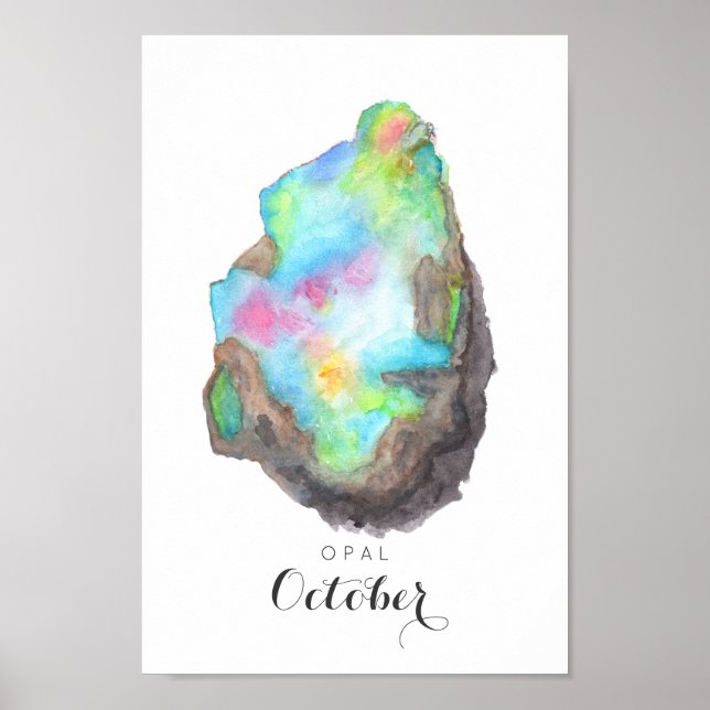 Oktober Birthstone - Opal Watercolor | Poster (Vorne)