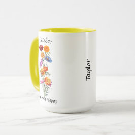 Oktober Blume Marigold und Cosmos Tasse
