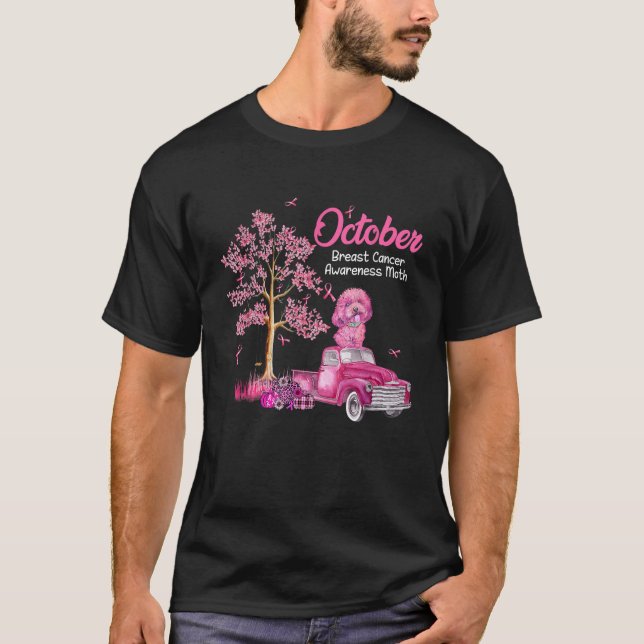 Oktober Brustkrebs-Bewusstsein Monat Poodle Pumpk T-Shirt (Vorderseite)