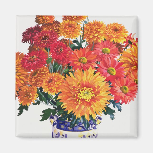 Oktober Chrysanthemen Magnet (Vorne)