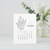 Oktober Customizable Cactus 2024 Calendar Card