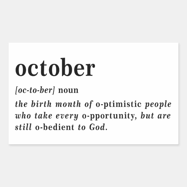 Oktober Definitions Geburtstag Rechteckiger Aufkleber (Vorderseite)